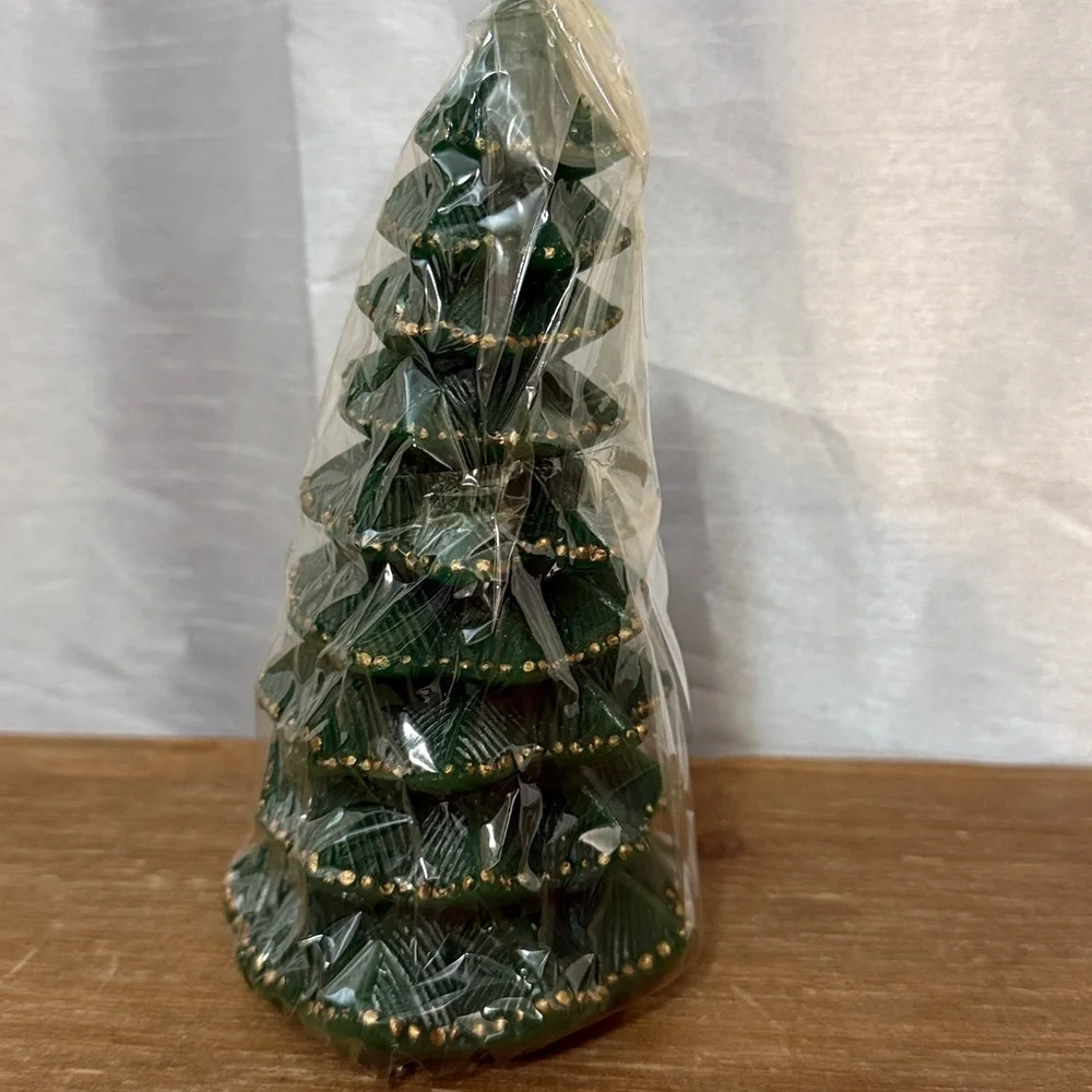 Lillian Vernon Christmas Tree Candles 463U Green Gold Set of 3 1997